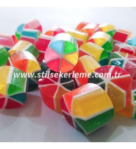 GÖKKUŞAĞI DİLİM DESENLİ AKİDE ŞEKERİ 1KG