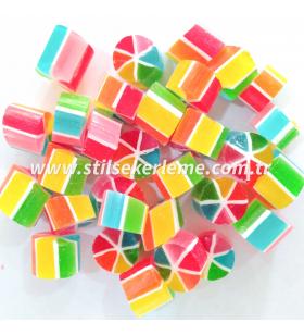 GÖKKUŞAĞI DİLİM DESENLİ AKİDE ŞEKERİ 1KG